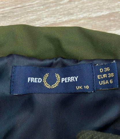 FRED PERRY ロングダウンコート パデッド ミリタリー 風 ローレルリース刺繍 ジップアップ スナップボタン F6304 メンズ SIZE UK10 (M)