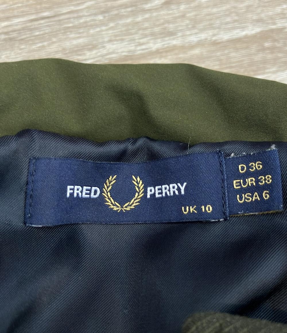 FRED PERRY ロングダウンコート パデッド ミリタリー 風 ローレルリース刺繍 ジップアップ スナップボタン F6304 メンズ SIZE UK10 (M)