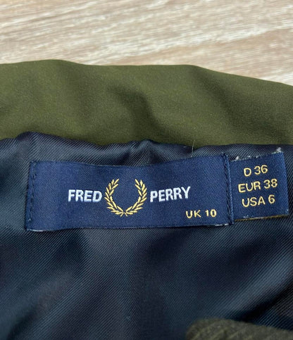 FRED PERRY ロングダウンコート パデッド ミリタリー 風 ローレルリース刺繍 ジップアップ スナップボタン F6304 メンズ SIZE UK10 (M)