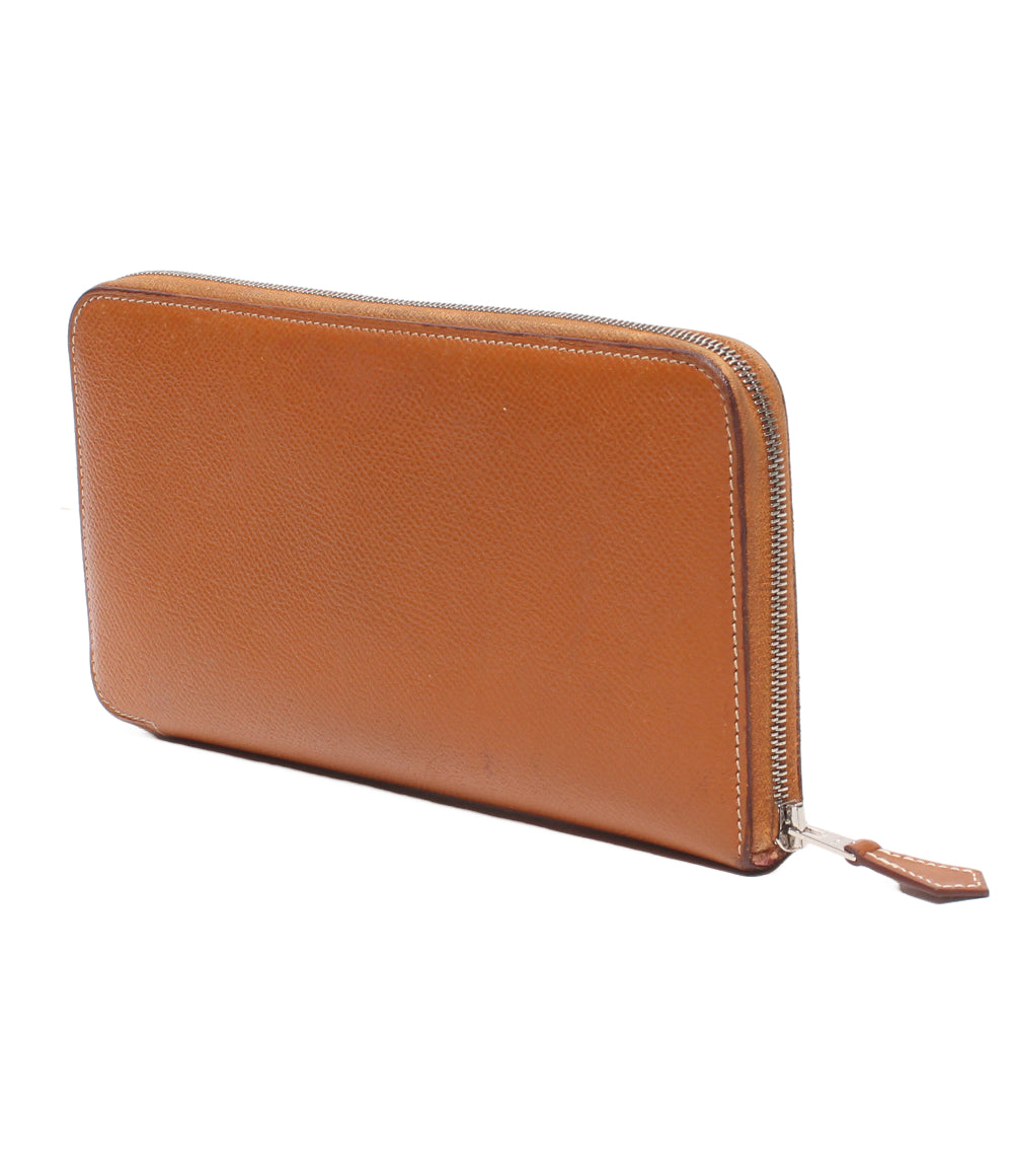 HERMES ラウンドファスナー長財布 T刻印 シルバー金具 アザップロング シルクイン レディース エルメス
