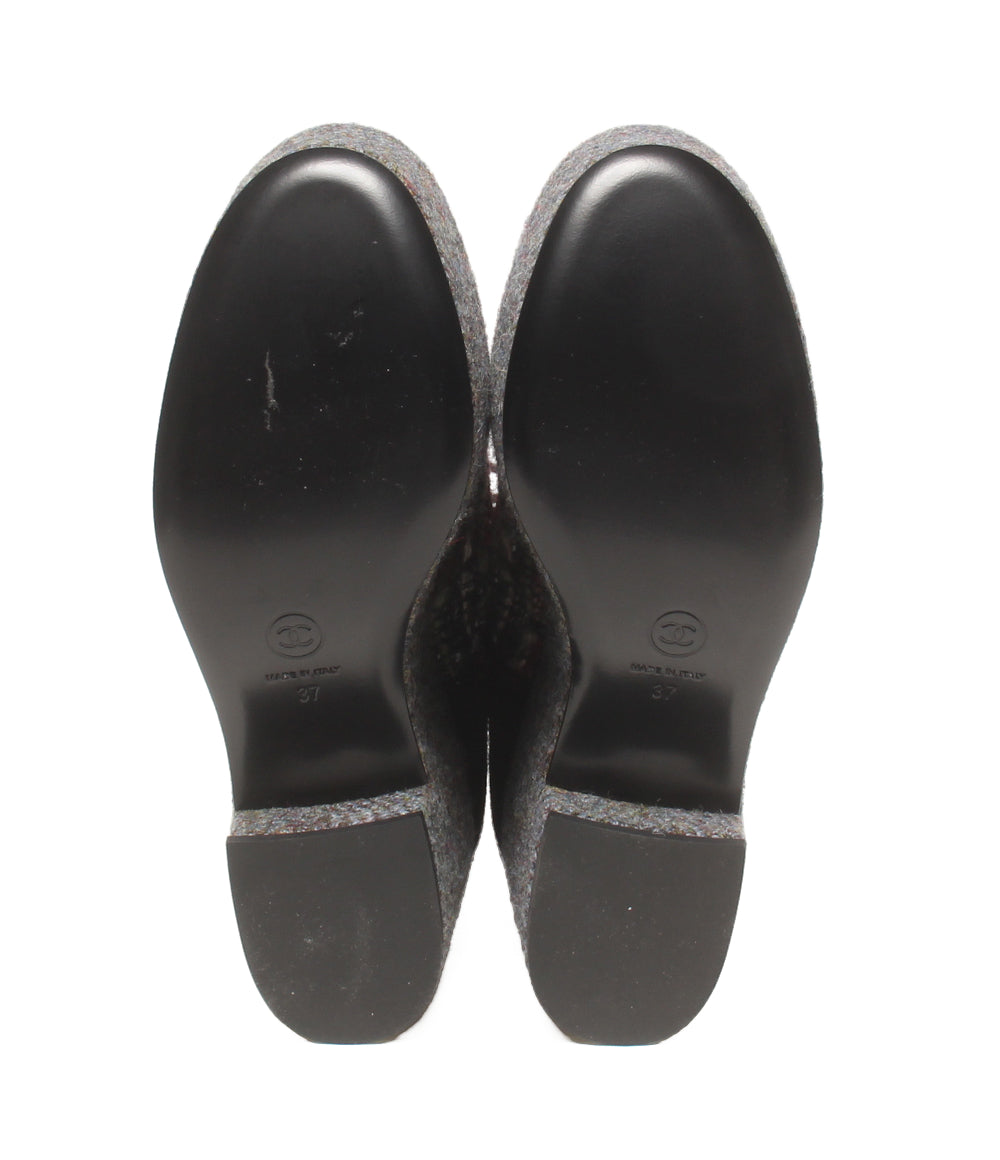 美品 CHANEL プラットフォームシューズ ツイード 厚底 レディース SIZE 37 シャネル