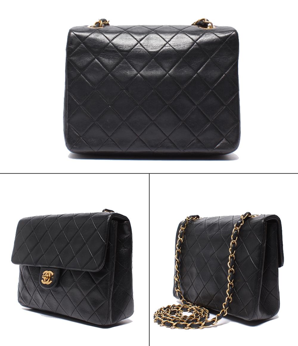CHANEL チェーンショルダーバッグ ゴールド金具 シングルチェーン シングルフラップ ラムスキン 2番台 マトラッセ20 レディース シャネル