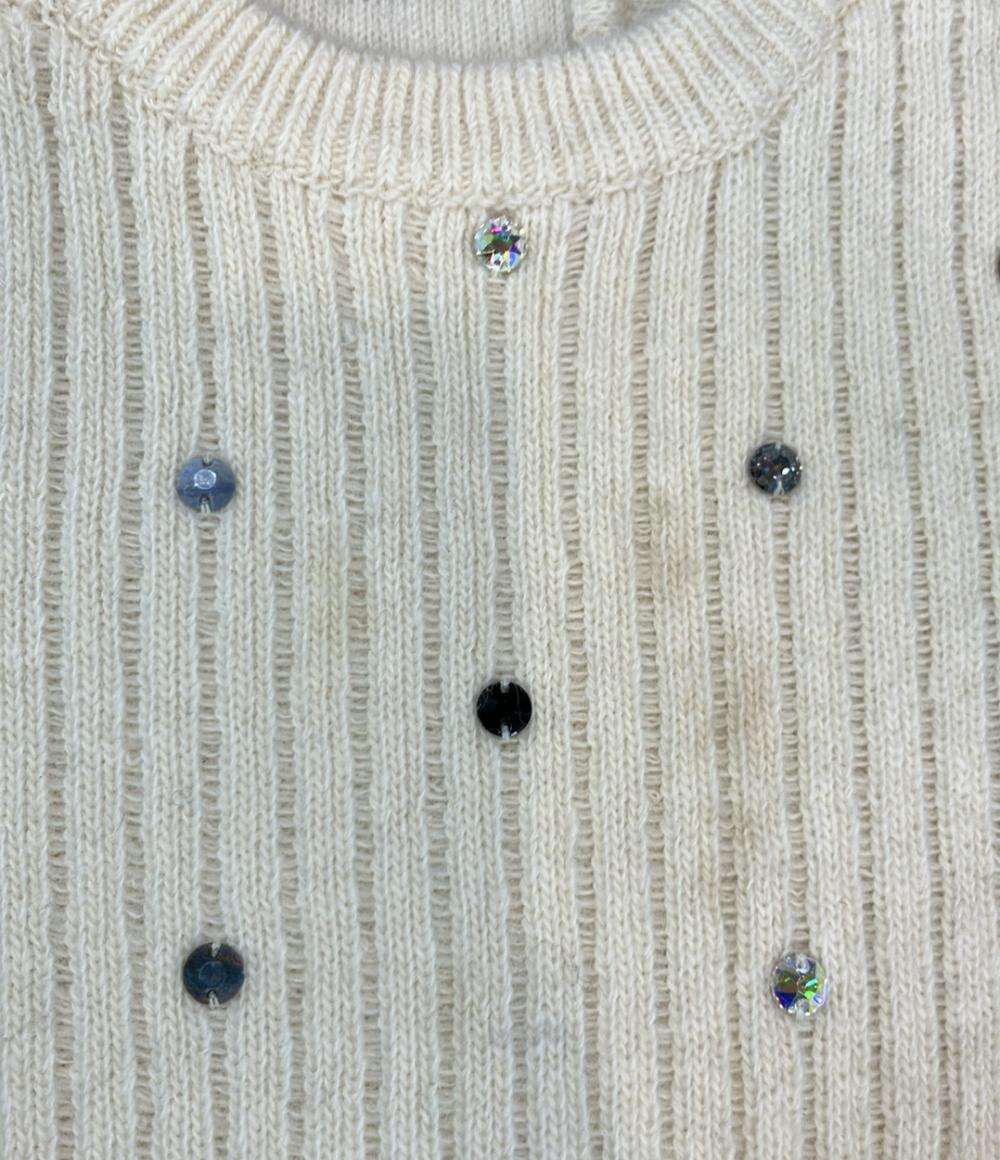 LOUIS VUITTON 半袖ニットワンピース リブ クリスタル装飾 23AW レディース SIZE XS ルイ・ヴィトン