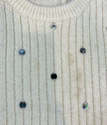 LOUIS VUITTON 半袖ニットワンピース リブ クリスタル装飾 23AW レディース SIZE XS ルイ・ヴィトン