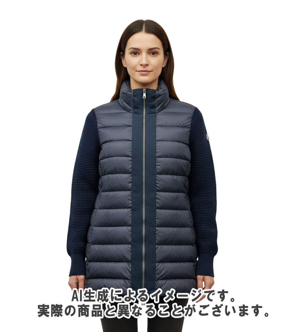 美品 MONCLER モンクレール 異素材切替 ダウンニット NVY 152cm MONCLER ニット切替ダウンジャケット MAGLIONE TRICOT CARDIGAN