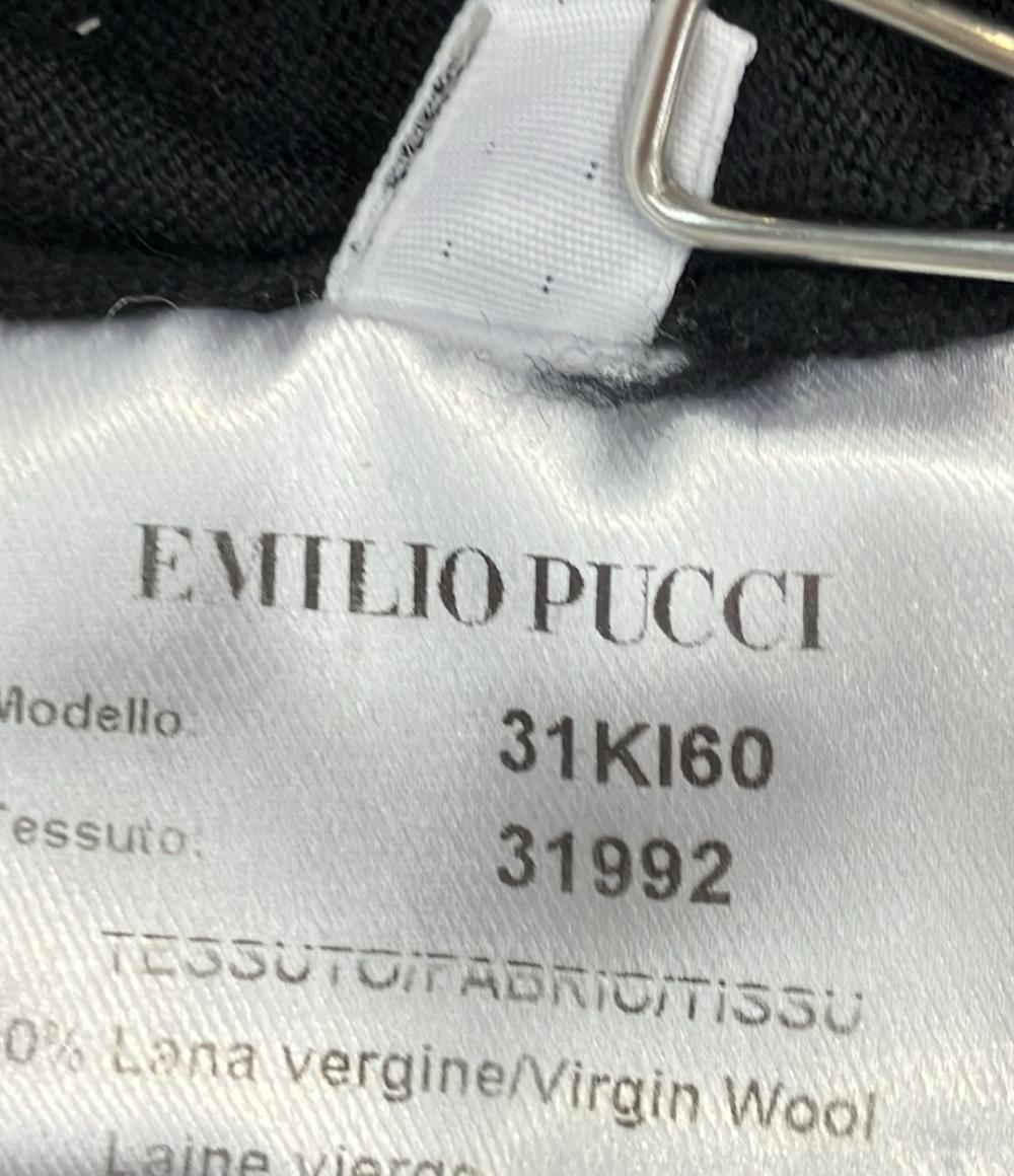 Emilio Pucci 長袖ワンピース ウール100% ゴールドバックル プリーツバスト 31KI60 レディース SIZE S エミリオ・プッチ