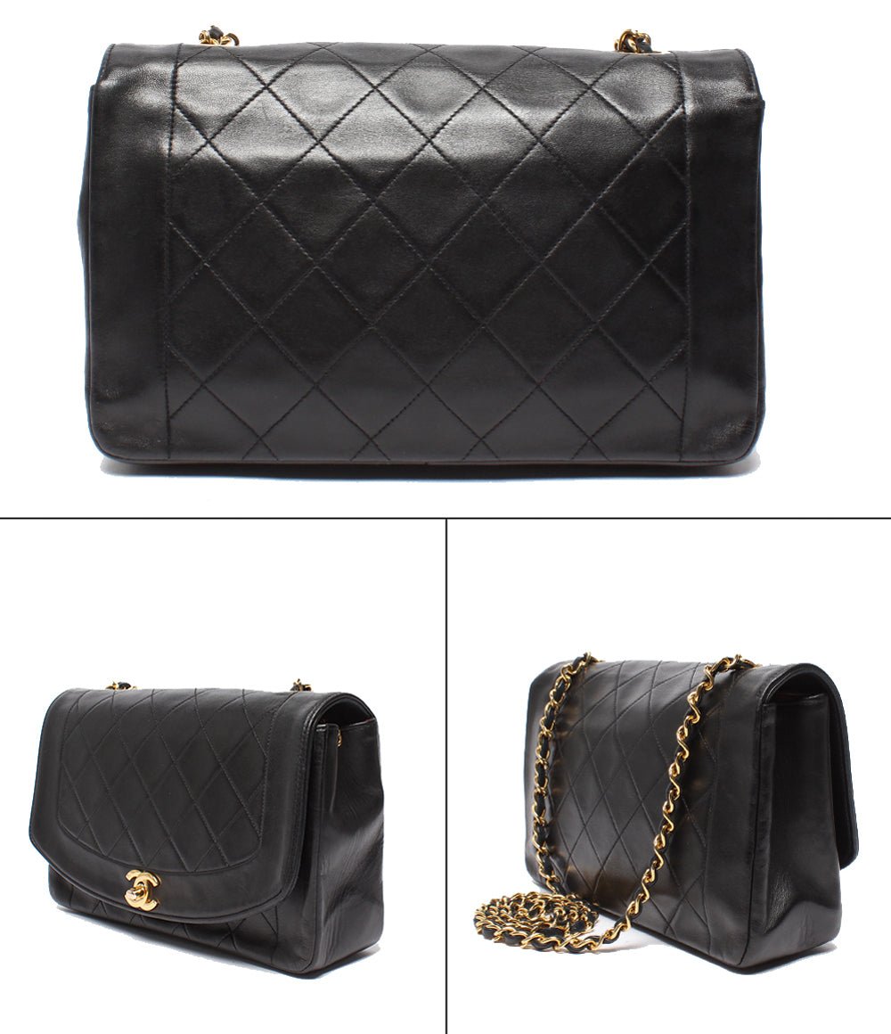 CHANEL チェーンショルダーバッグ ゴールド金具 シングルフラップ シングルチェーン マトラッセ ラムスキン 2番台 ダイアナ25 A01165 レディース