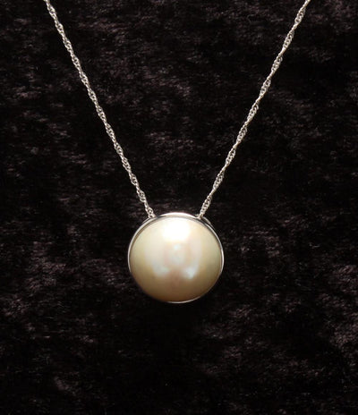 美品 ネックレス SV925 マベパール 15mm レディース