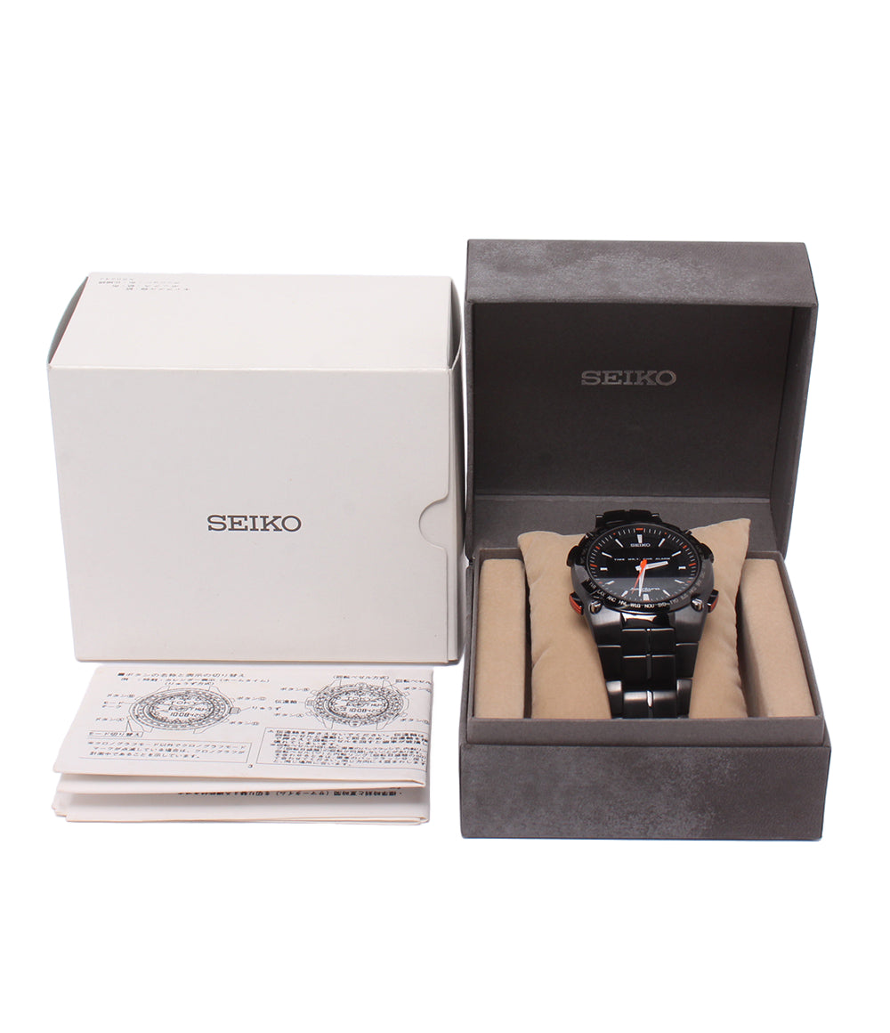 SEIKO 腕時計 スポーチュラ クオーツ ブラック H023-00E0 メンズ セイコー