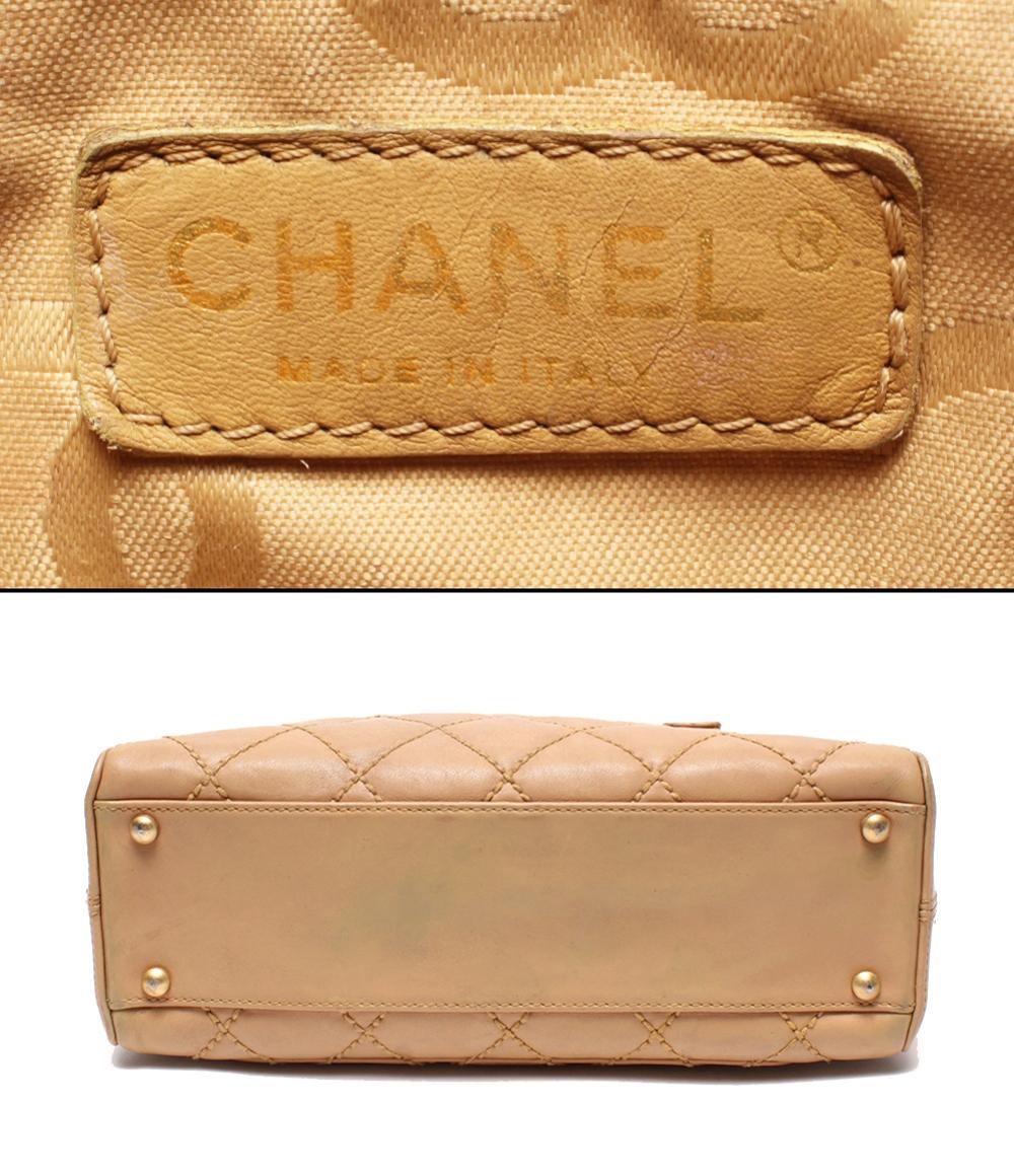 CHANEL ハンドバッグ ゴールド金具 8番台 ラムスキン ワイルドステッチ レディース シャネル