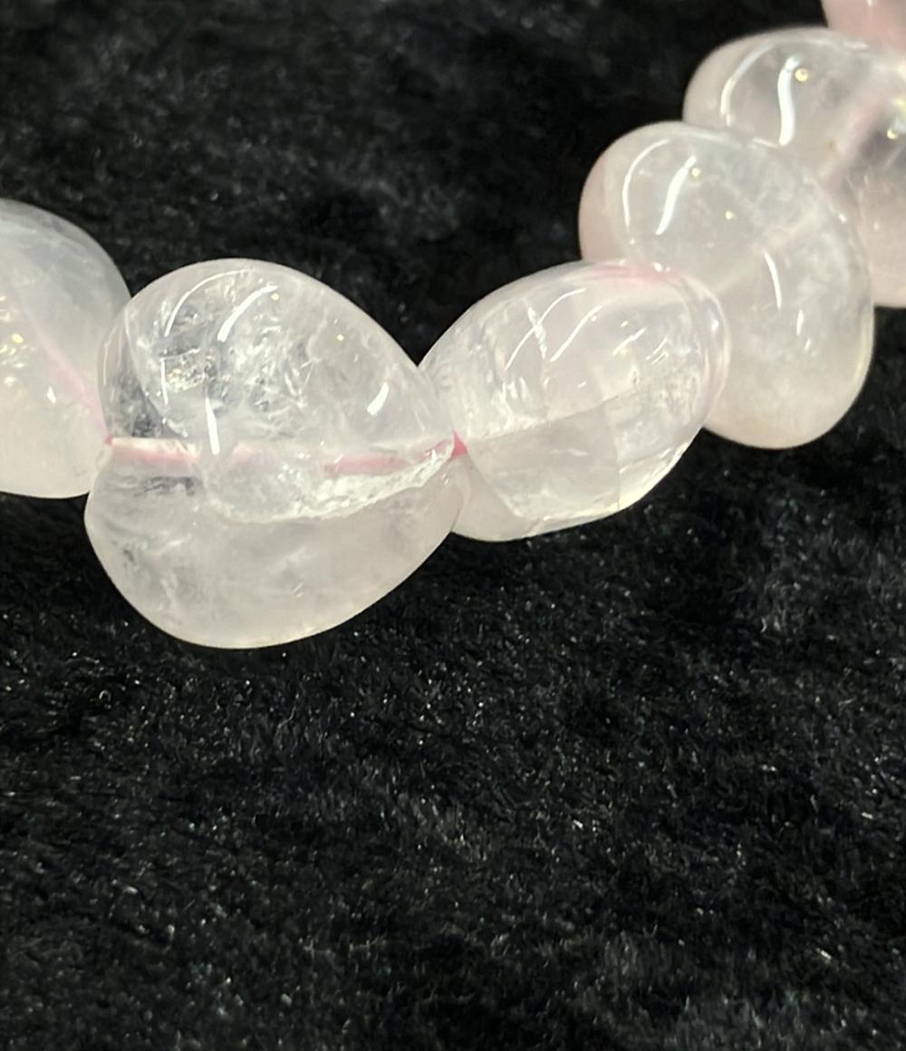 ブレスレット ローズクォーツ 5-6mm　ハートモチーフ レディース