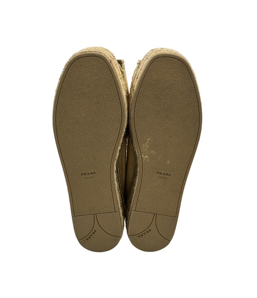 訳あり PRADA ピープトゥプラットフォーム エスパドリーユ 厚底 レディース SIZE 39 1/2 (XL) プラダ