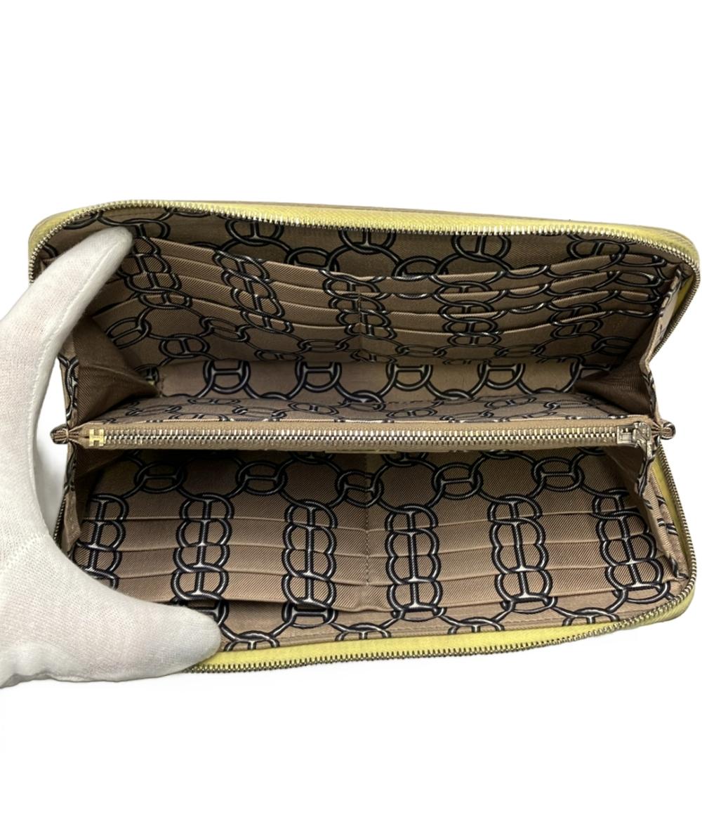 HERMES ラウンドファスナー長財布 T刻印 シルバー金具 アザップ シルクイン レディース エルメス