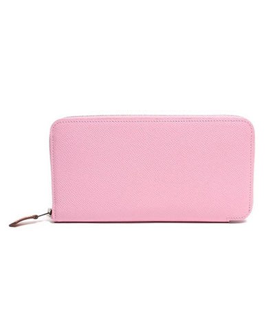 美品 エルメス ラウンドジップ長財布 D刻印 シルバー金具 アザップシルクイン 赤道直下 ヴォーエプソン モーヴシルベストル レディース HERMES