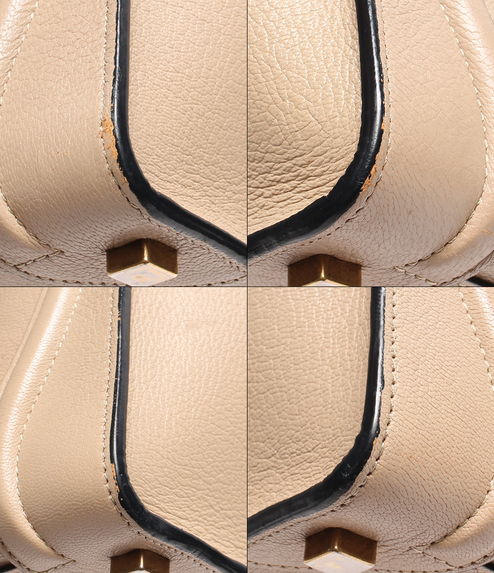 セリーヌ レザーハンドバッグ バイカラー ベージュ ネイビー系