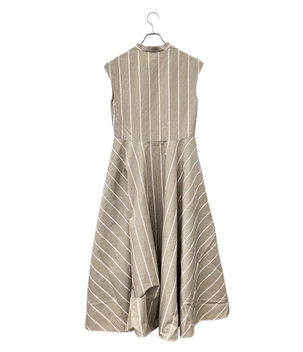 ebure ノースリーブワンピース インナー付き コットンリネンストライプノースリーブオーバーシャツワンピース 3310300377 レディース SIZE 36 (S)