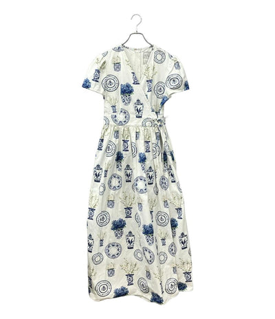 SEVEN TEN by MIHO KAWAHITO 半袖ワンピース ブルーアンドホワイトプリントドレス レディース SIZE M セブン テン バイ ミホカワヒト