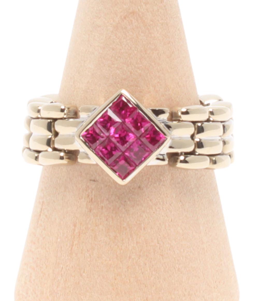 美品 リング 指輪 K18 ルビー ミステリーセッティング レディース SIZE 15号