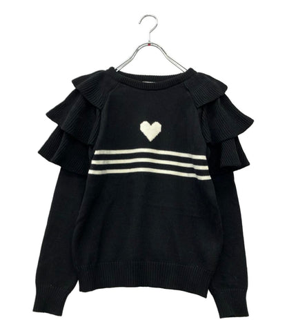 OBLI 長袖ニット フリルハートニット ウール100% レディース オブリ