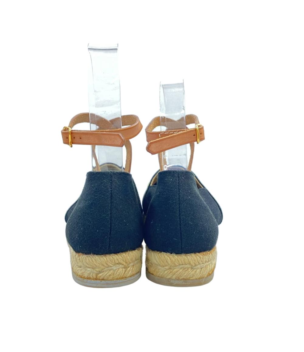 HERMES フラットシューズ アンクルストラップ エスパドリーユ レディース SIZE 37 (24cm) エルメス