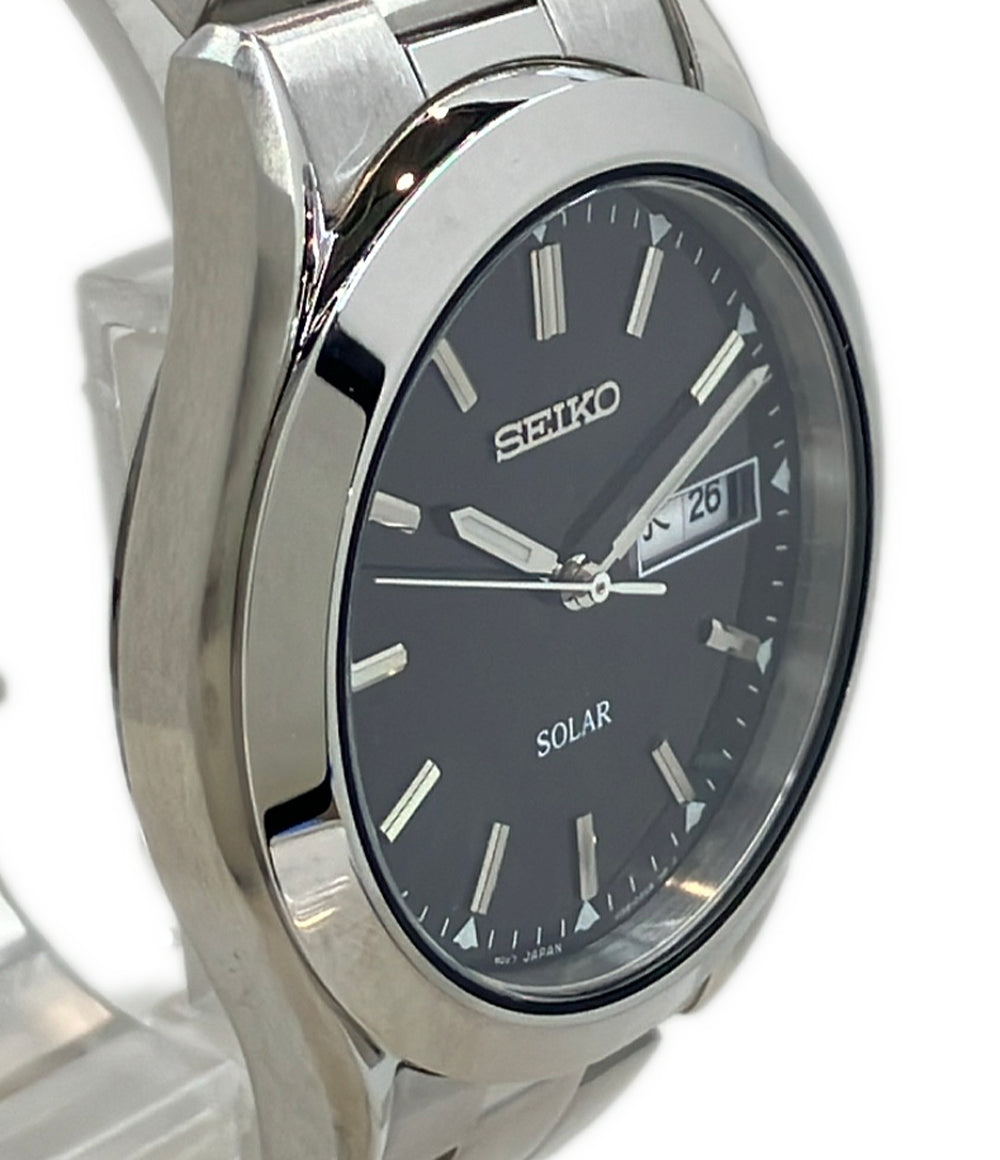 美品 SEIKO 腕時計 ソーラー ブラック V158-0AB0 メンズ セイコー