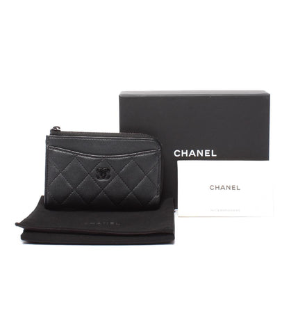 CHANEL カードケース コインケース フラグメントケース ブラック金具 ソーブラック マトラッセ ラムスキン AP3179 レディース シャネル