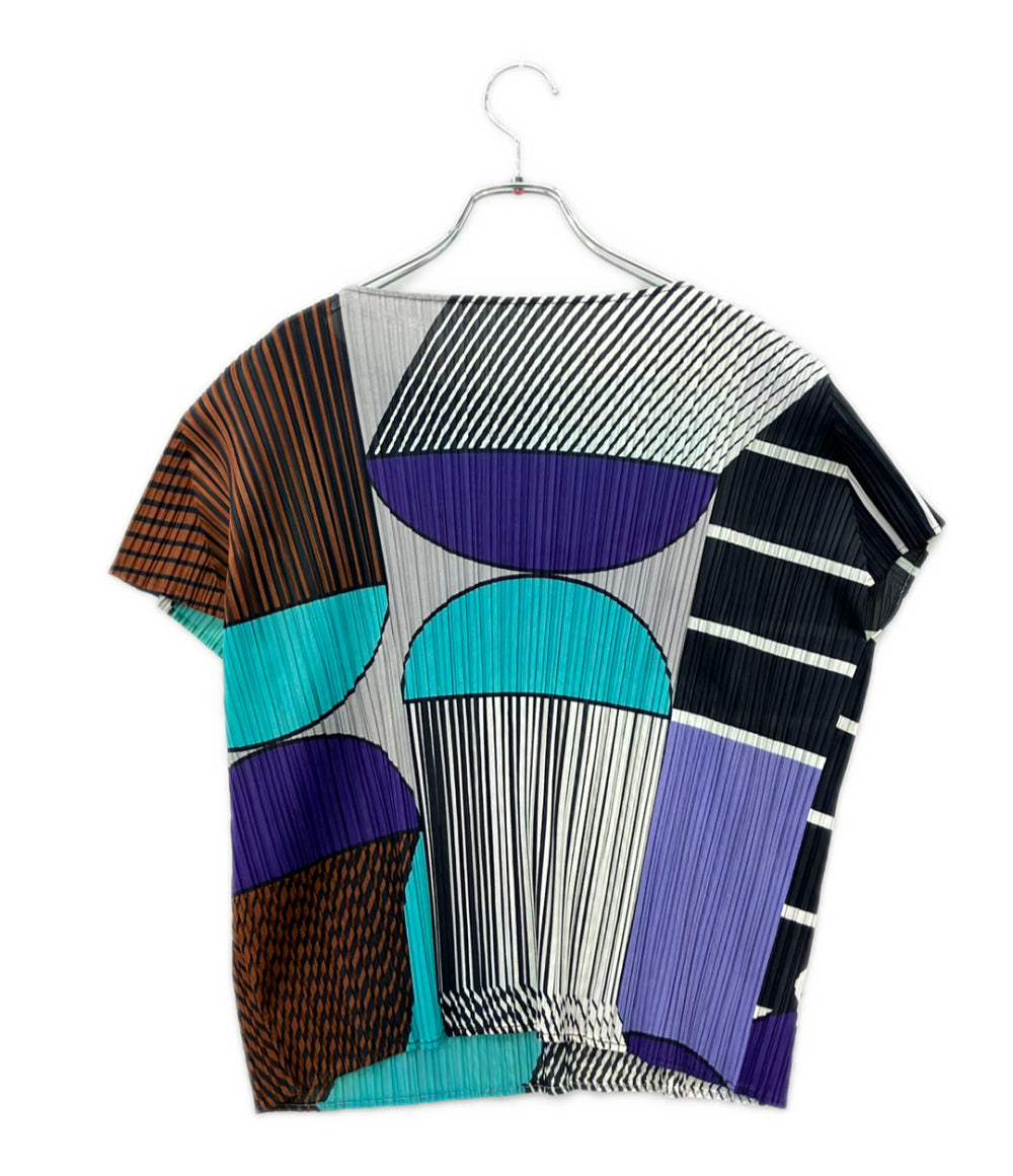 美品 PLEATS PLEASE 半袖 シャツ 転写プリント レディース SIZE 3 プリーツプリーズ