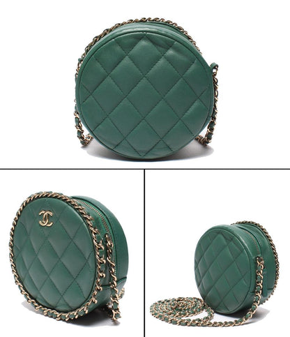 CHANEL チェーンショルダーバッグ ラウンド マトラッセ ゴールド金具 28番台 チェーンアラウンド レディース シャネル