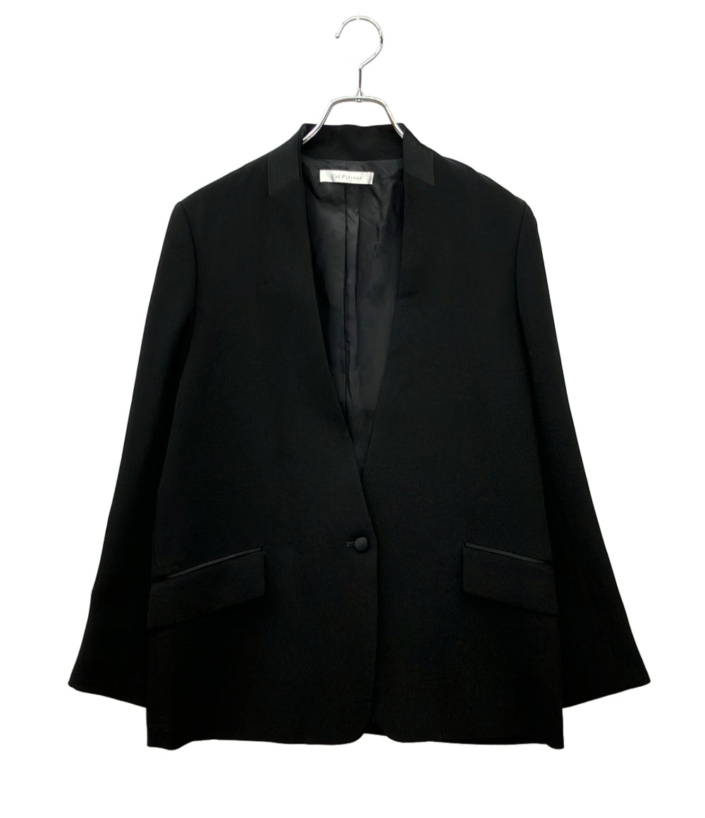 美品 Col Pierrot MUSE de Deuxieme Classe ノーカラージャケット レディース SIZE 38 (S) コルピエロ ミューズ ドゥ ドゥーズィエム クラス