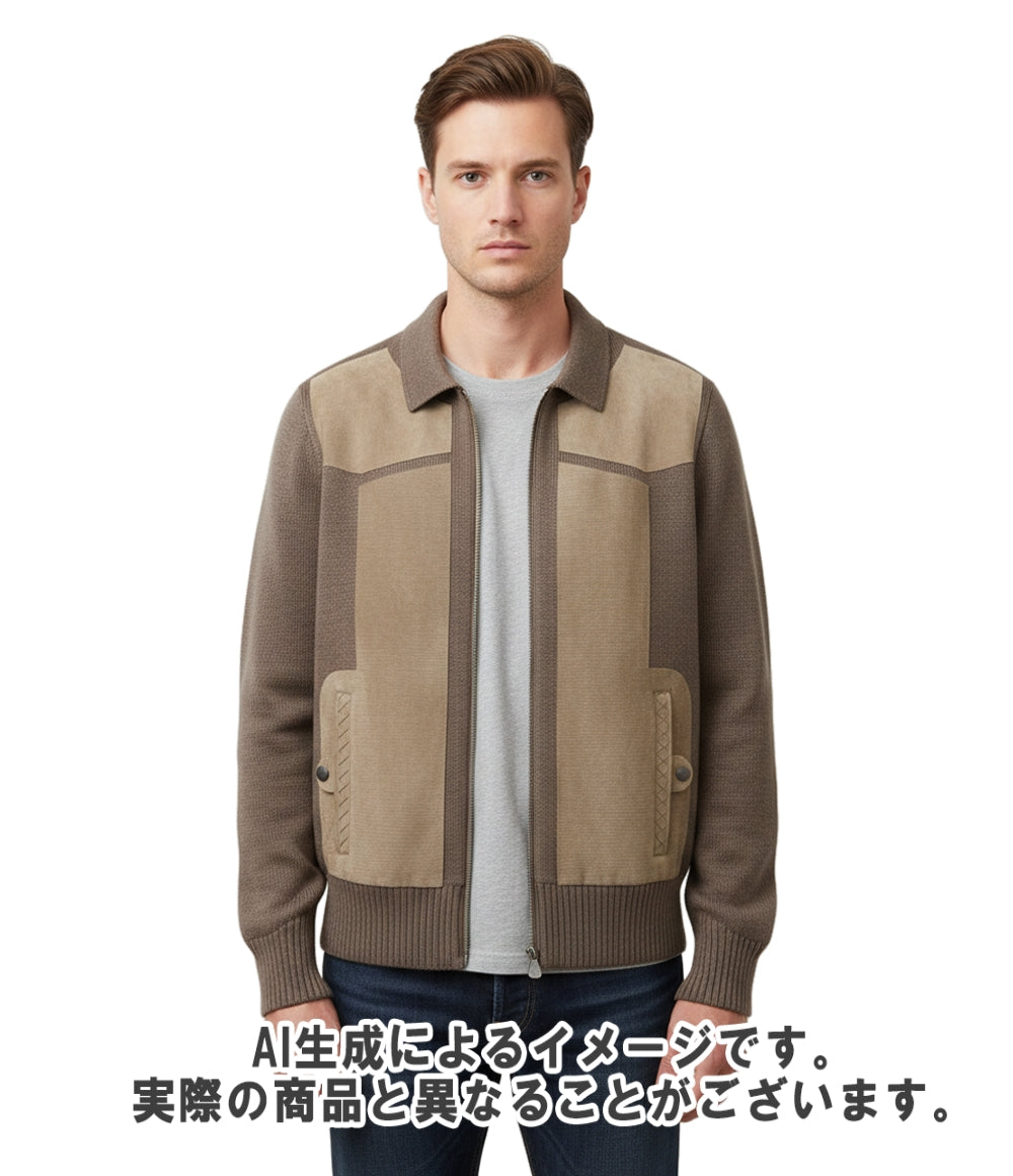 BOTTEGA VENETA スウェード切替ニットブルゾン 445871 VDJT1 メンズ SIZE 48 (L) ボッテガ・ヴェネタ