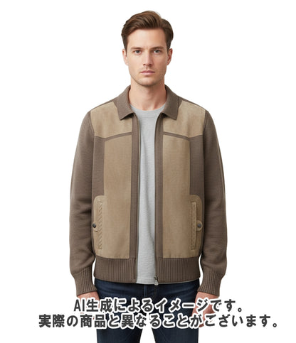 BOTTEGA VENETA スウェード切替ニットブルゾン 445871 VDJT1 メンズ SIZE 48 (L) ボッテガ・ヴェネタ
