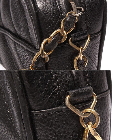CHANEL チェーンショルダーバッグ ココマーク タッセル付き シェブロンステッチ ゴールド金具 キャビアスキン レディース シャネル