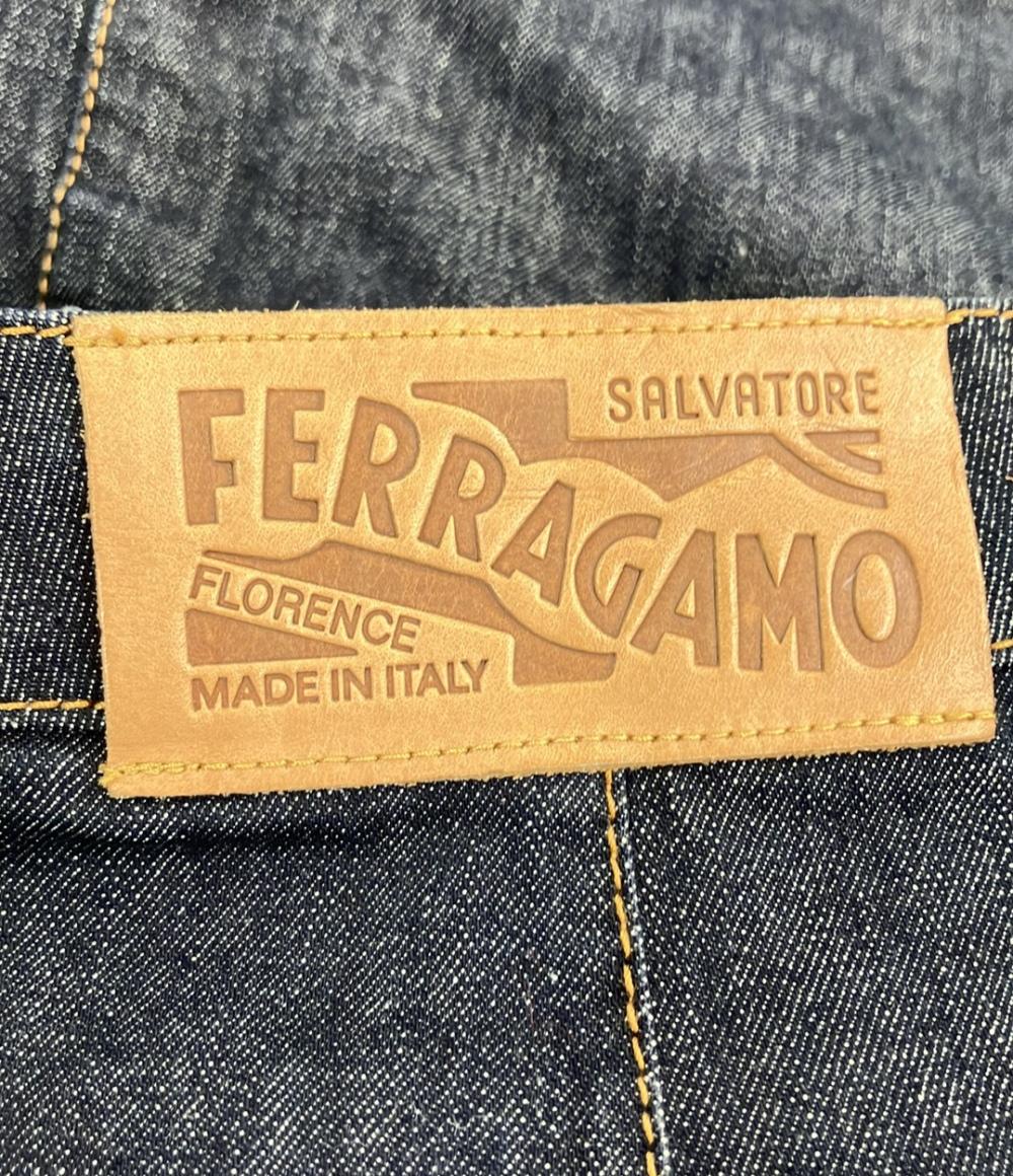 美品 Salvatore Ferragamo デニムスカート チェーン レディース SIZE 42 (XL) サルヴァトーレフェラガモ