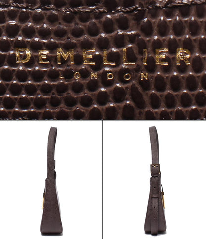 美品 DEMELLIER ハンドバッグ ショルダーバッグ 2WAY 肩掛け クロコ型 レディース デメリエー