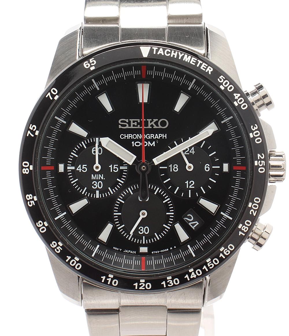 SEIKO 腕時計 クオーツ ブラック 6T63-00D0 メンズ セイコー – Rehello