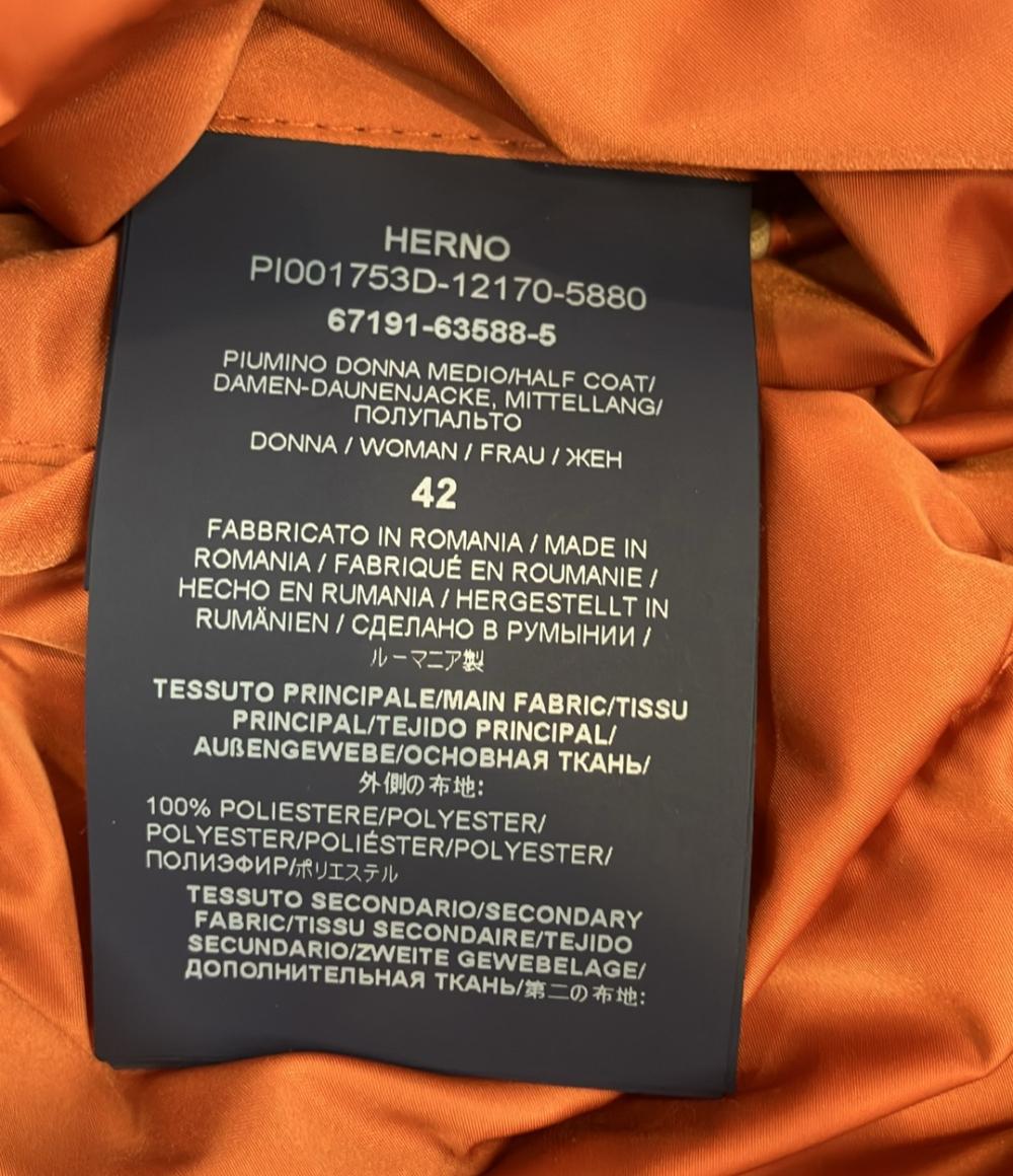 Herno ダウンジャケット フェイクファー タグ フード付き A-Shape インポート ダウンコート PI001753D レディース SIZE 42 (L) ヘルノ