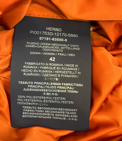 Herno ダウンジャケット フェイクファー タグ フード付き A-Shape インポート ダウンコート PI001753D レディース SIZE 42 (L) ヘルノ