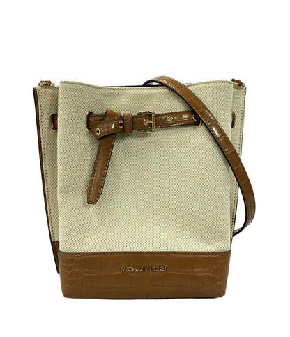 マイケルコース クロコ型押しレザーキャンバスミニショルダーバッグ 斜め掛け レディース MICHAEL KORS