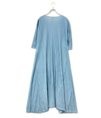美品 PLEATS PLEASE メロウプリーツ 五分袖 ロングワンピース レディース SIZE 5 プリーツプリーズ