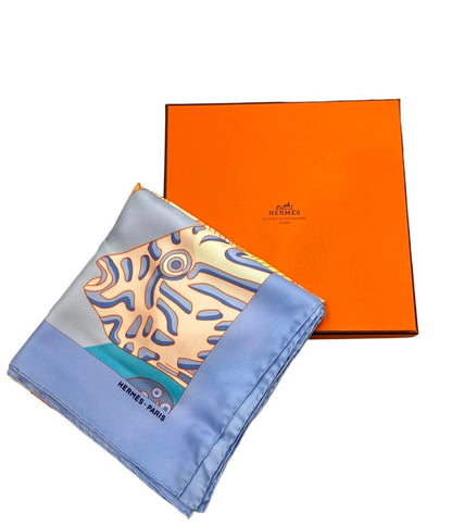美品 HERMES スカーフ シルク100% カレ90 GRANDS FONDS レディース エルメス