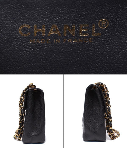 CHANEL チェーンショルダーバッグ マトラッセ キャビアスキン ゴールド金具 ダブルチェーン 6番台 肩掛け レディース シャネル