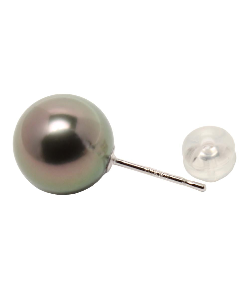 美品 ネックレス SV オーロラピーコック黒蝶真珠 9.2-11.9mm ピアス K14WG 黒蝶真珠10.1mm 2点セット レディース