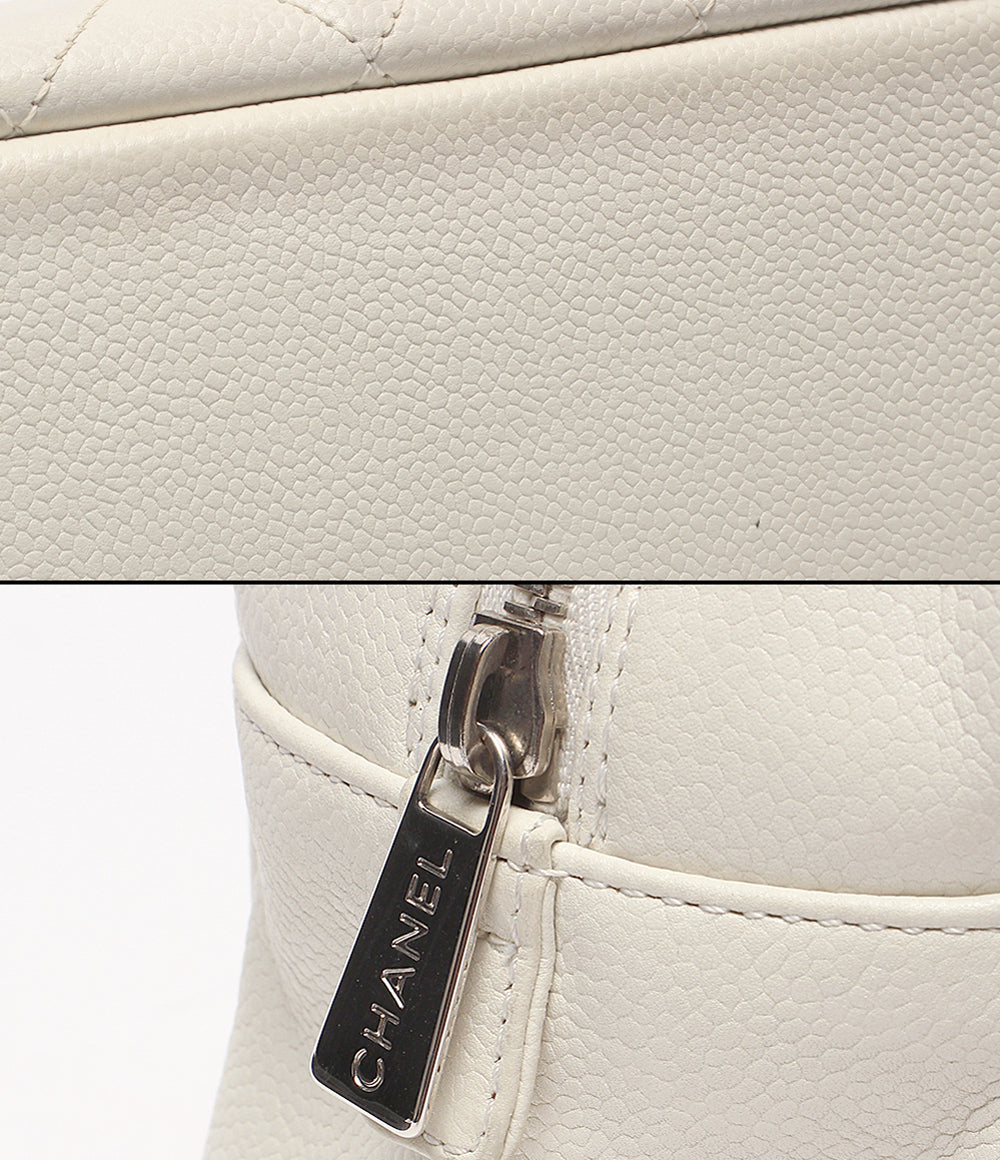 CHANEL チェーントートバッグ ショルダーバッグ 肩掛け シルバー金具 マトラッセ ココマーク キャビアスキン 12番台 レディース シャネル