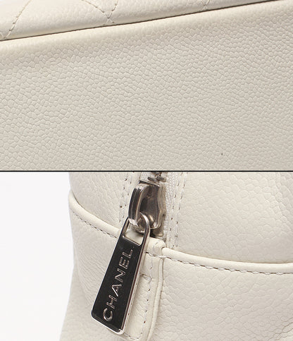 CHANEL チェーントートバッグ ショルダーバッグ 肩掛け シルバー金具 マトラッセ ココマーク キャビアスキン 12番台 レディース シャネル