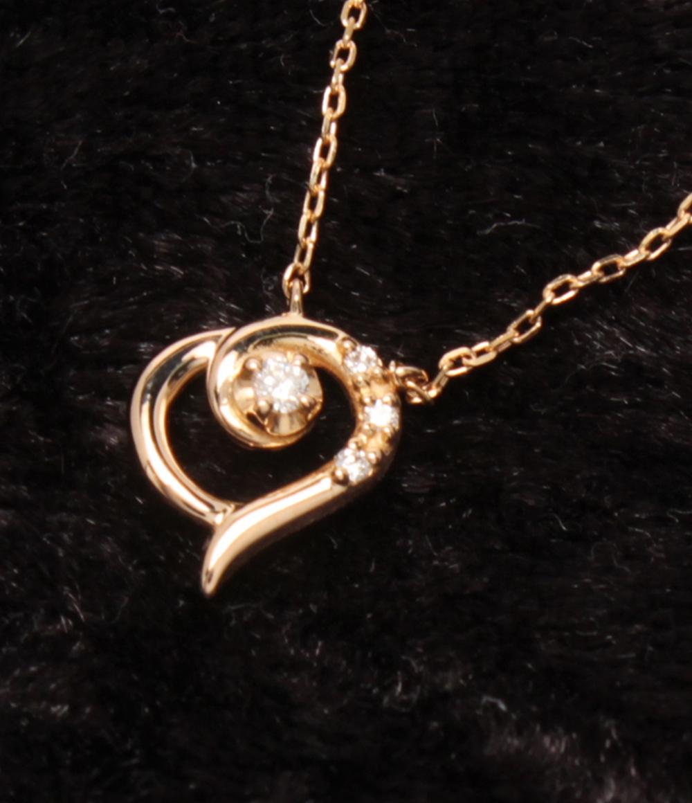 美品 VENDOME AOYAMA ネックレス K18 ダイヤ ルビー リバーシブル ハートモチーフ レディース ヴァンドームアオヤマ