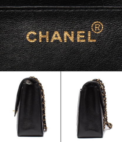 CHANEL チェーンショルダーバッグ シェブロン Vステッチ ゴールド金具 シングルフラップ ダブルチェーン 2番台 レディース シャネル