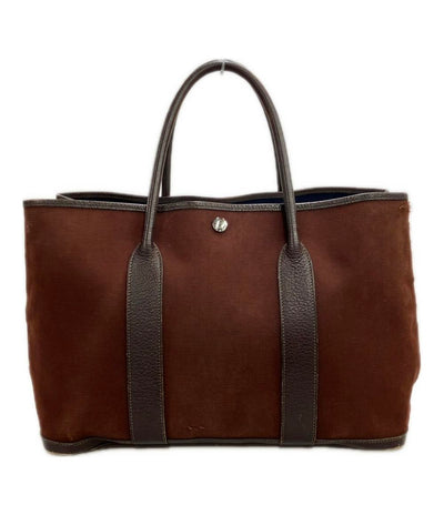 エルメス トートバッグ □I刻印 トワルアッシュ キャンバス レザー シルバー金具 ガーデンパーティPM レディース HERMES