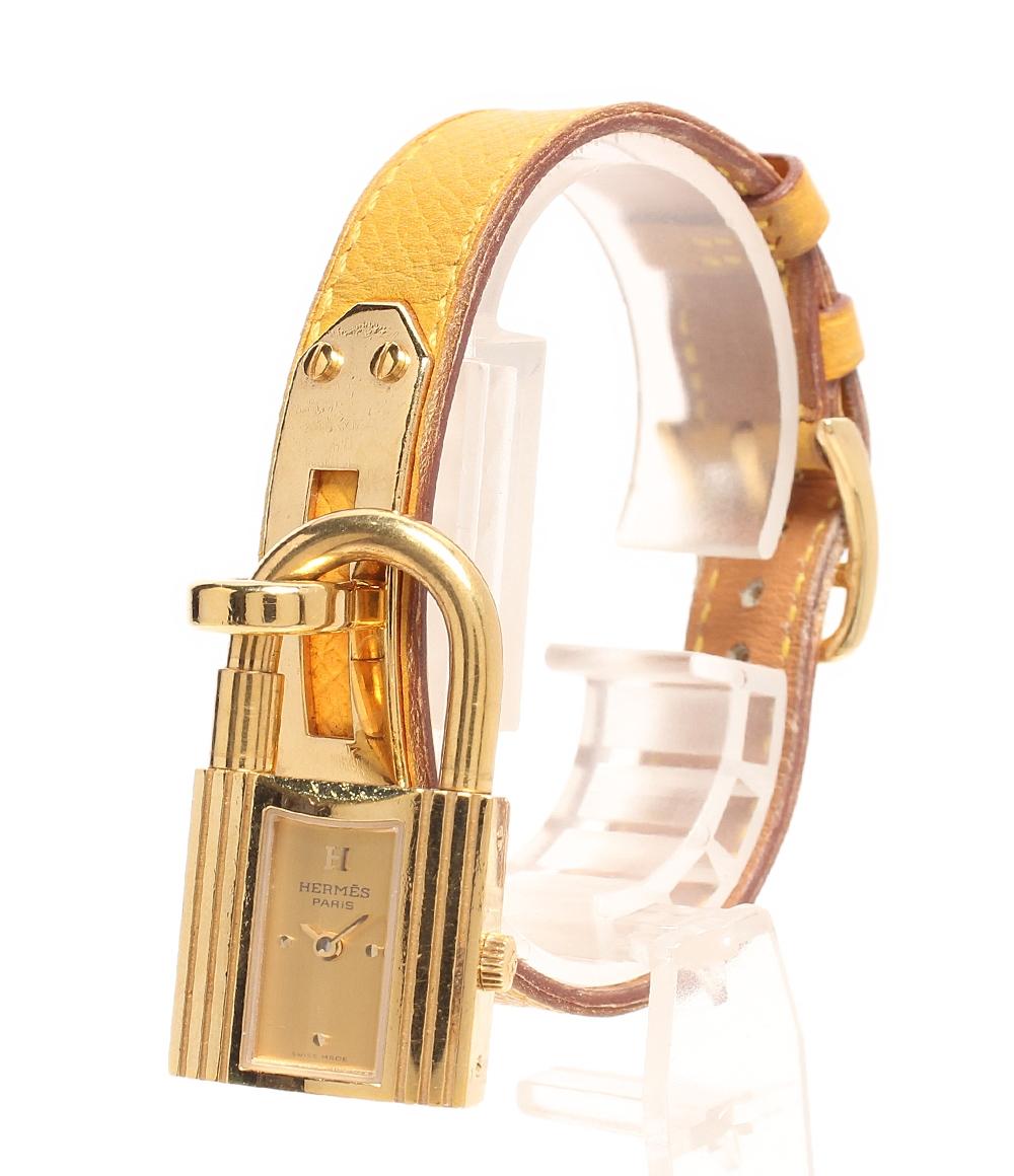 エルメス 腕時計 ○Z刻印 ゴールド金具 イエローベルト ケリーウォッチ クオーツ ゴールド レディース HERMES