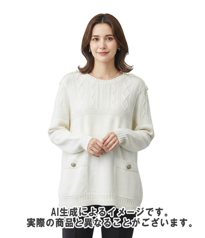 CHANEL 長袖 ココマークボタン コットンニット P53666K06997 レディース SIZE 40 (S) シャネル