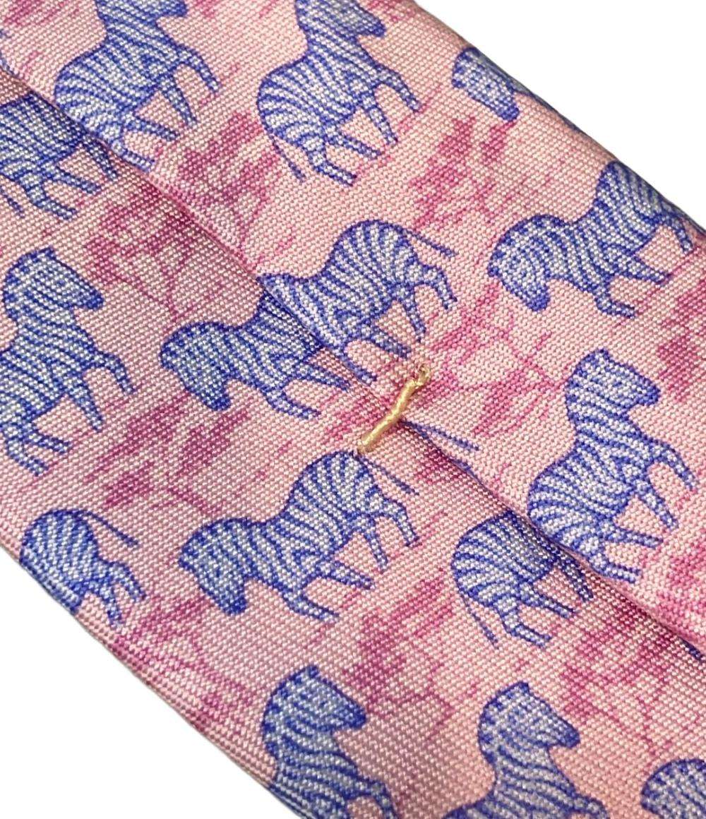 美品 エルメス ネクタイ シルク100% しまうま柄 メンズ HERMES